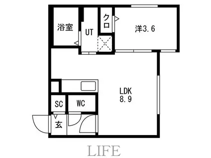 AND-HONDORI(1LDK/2階)の間取り写真