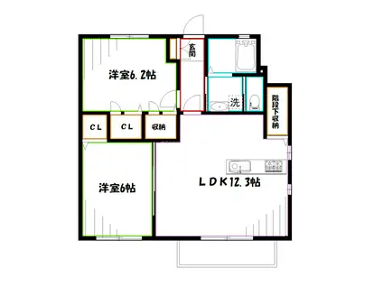 エスポワール(2LDK/1階)の間取り写真