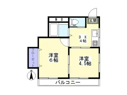 エーワンレジデンス(2K/3階)の間取り写真