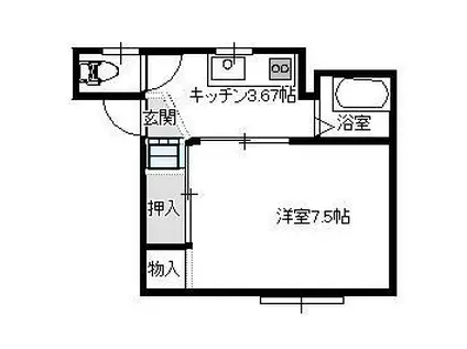 レジデンスコスモ2(1K/1階)の間取り写真