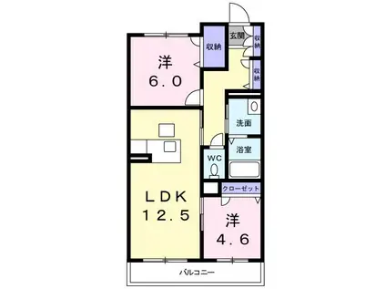メリーベル(2LDK/1階)の間取り写真
