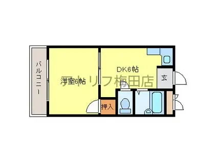 メゾン扇町(1DK/3階)の間取り写真