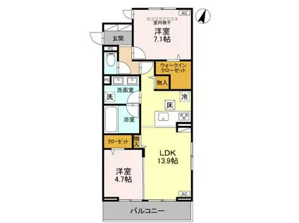 KOAひばりヶ丘(2LDK/1階)の間取り写真