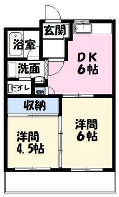 ピースI(2DK/1階)の間取り写真
