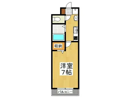 サンサリーレ東岡山(1K/2階)の間取り写真