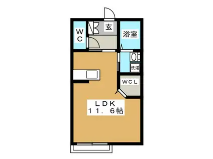 ローズガーデン柏の葉B(ワンルーム/1階)の間取り写真