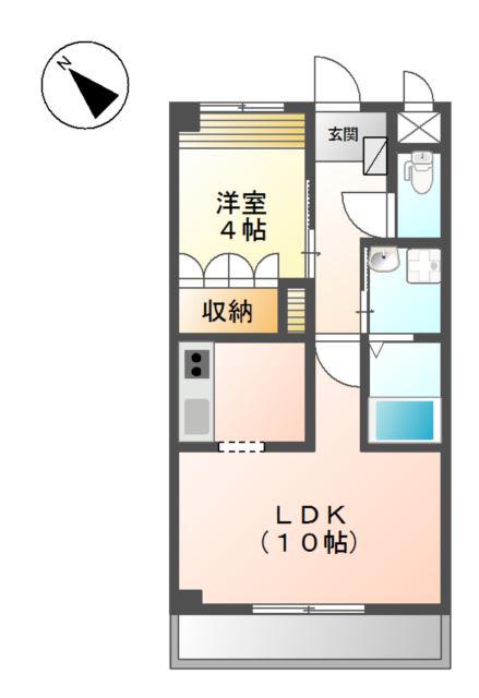 フローライトガーデン(1LDK/1階)の間取り写真