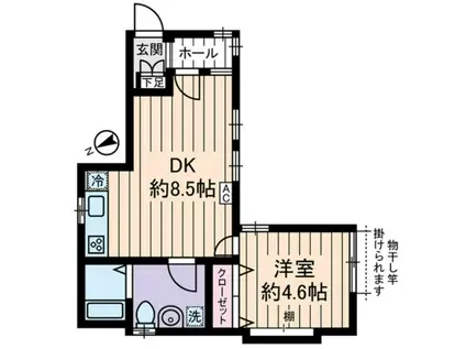 RUA目白(1DK/1階)の間取り写真