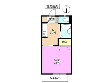 ベルメゾンこしの(1K/1階)の間取り写真