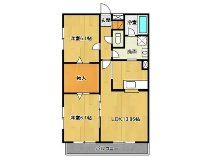 ロイヤルガーデン原田(2LDK/3階)の間取り写真