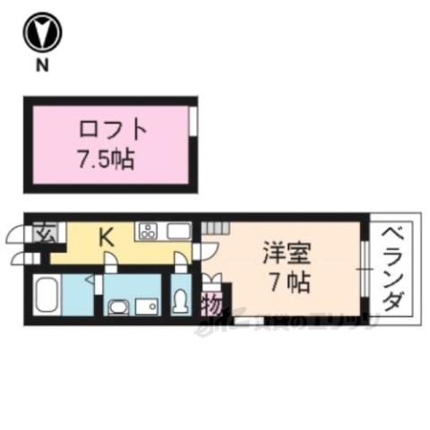 プラスワン衣笠(1K/1階)の間取り写真
