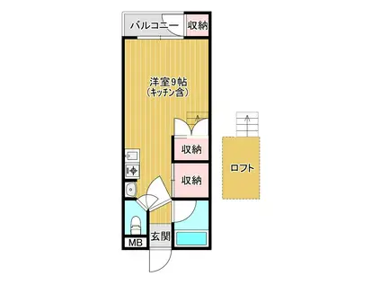 ピエスモンテA(ワンルーム/2階)の間取り写真