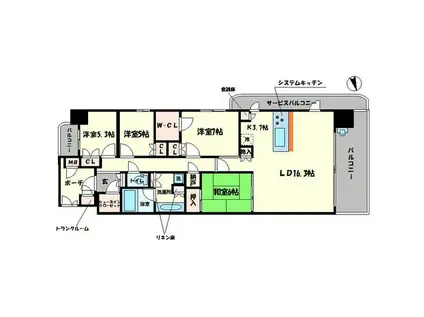 なんばセントラルプラザリバーガーデンC棟(4LDK/21階)の間取り写真