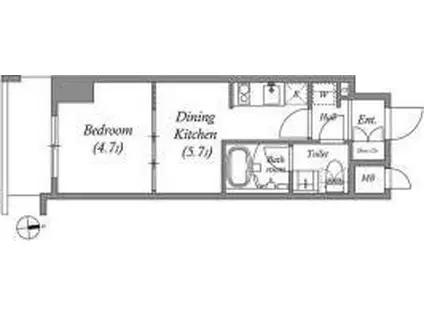 クオリタス浅草橋(1DK/4階)の間取り写真