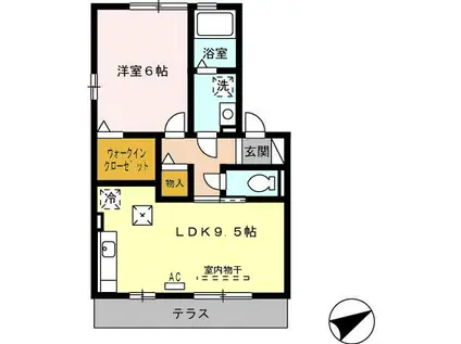 ロイヤルガーデン永田D(1LDK/1階)の間取り写真