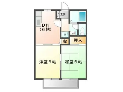 ビーライン泉A・B ペット(2DK/2階)の間取り写真