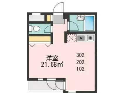 アイランド(ワンルーム/3階)の間取り写真