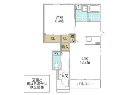 メゾン・ド・アケルナル(1LDK/1階)の間取り写真