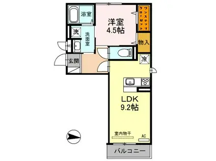 アーバンハイツ川田(1LDK/2階)の間取り写真