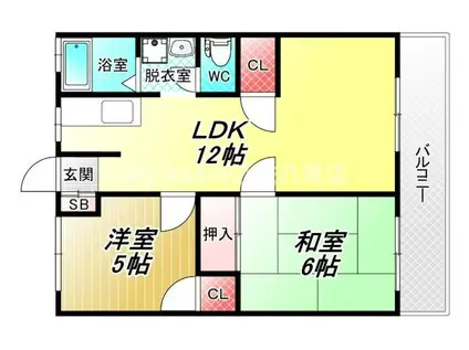 今辻ハイツ(2LDK/1階)の間取り写真