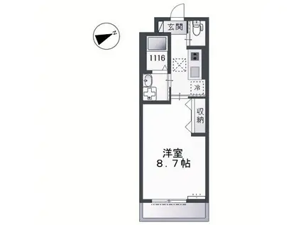 カーサ クラージュ(1K/1階)の間取り写真