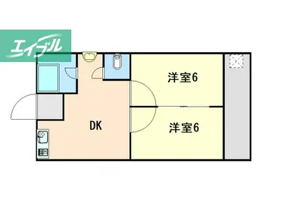 石産マンション(2DK/4階)の間取り写真