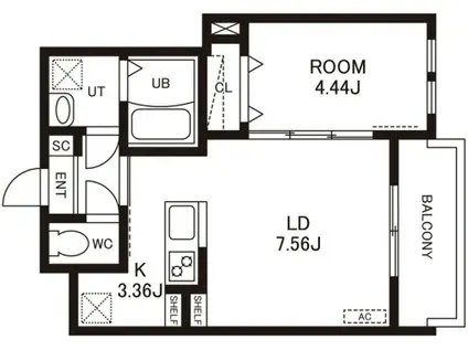 シェリム竹下ウエスト(1LDK/1階)の間取り写真