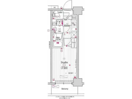 ガーラ・プライム横濱関内(1K/11階)の間取り写真