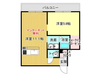 COCOIE(1LDK/3階)の間取り写真
