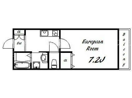 アカラ藤原台(1K/2階)の間取り写真