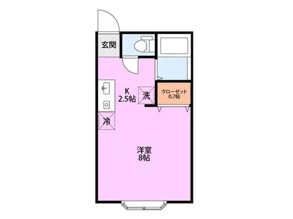 ウェブルーム 大学南(ワンルーム/2階)の間取り写真