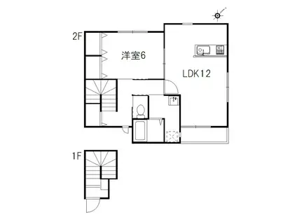 ハイツ湘南TWO(1LDK/2階)の間取り写真