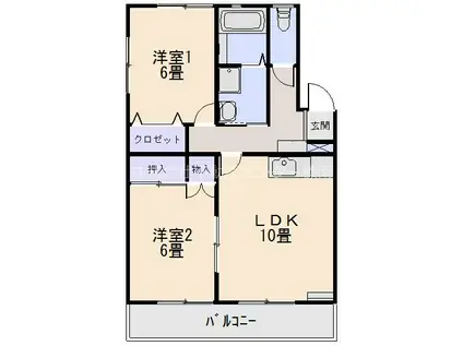 プレミアB(2LDK/3階)の間取り写真