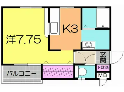 サンセリテ(1K/1階)の間取り写真