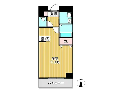 メゾンカルム(1K/6階)の間取り写真