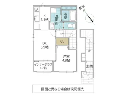 UN POIREAU(1LDK/2階)の間取り写真