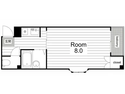 ヌーヴォー明和(1K/3階)の間取り写真