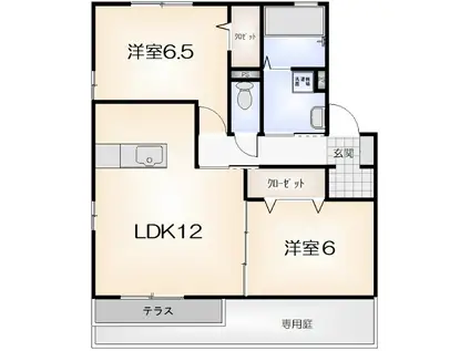 リバーサイド野神(2LDK/1階)の間取り写真