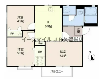シャーメゾン野中(3DK/2階)の間取り写真