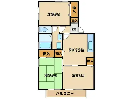 農住メゾンジュネスB(3DK/1階)の間取り写真