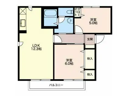 グリーン・シャトー(2LDK/2階)の間取り写真