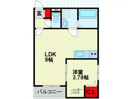 STAY HOME(1LDK/3階)の間取り写真