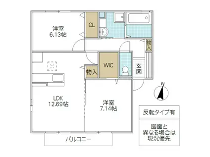 SIN.グリュックA(2LDK/2階)の間取り写真