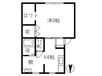 あじさいハウスB(1K/2階)の間取り写真