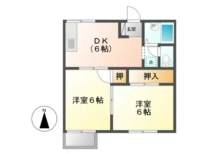 プレジュール須々木(2DK/1階)の間取り写真