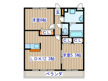セロー明通館(2LDK/2階)の間取り写真