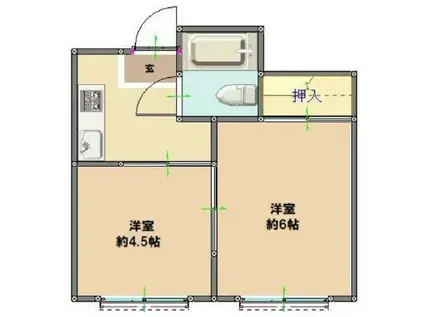 オレンジハウス十条(2K/1階)の間取り写真
