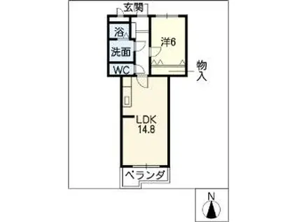 08TF215雪見(1LDK/2階)の間取り写真