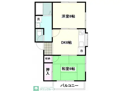 愛川パレス小川A(2DK/2階)の間取り写真