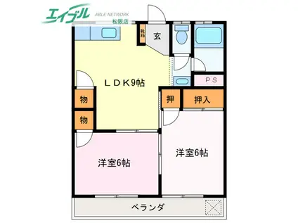 泉ハイツ久保 A(2LDK/1階)の間取り写真